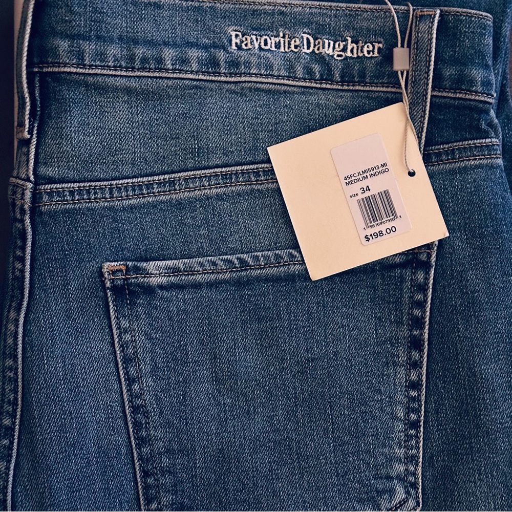 FAVORITE DAUGHTER 34 PETITE SHORTIE VALENTINA TOWER SUPER HIGH RISE - MED INDIGO - Picture 5 of 10